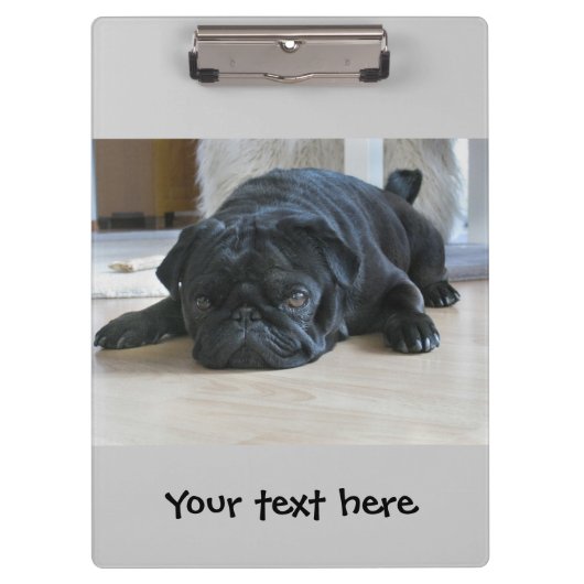 Moppige Zwarte Pug Puppymap Klembord (Voorkant)