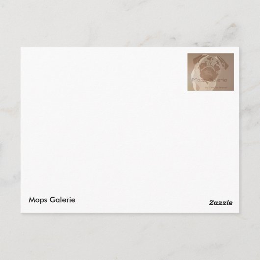 Mops Aura Briefkaart (Achterkant)