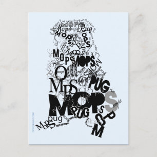 Mops aus Buchstaben Briefkaart