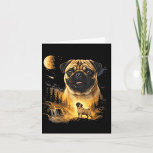 Mops die naar de maan huilen Vintage 90s grappige Kaart