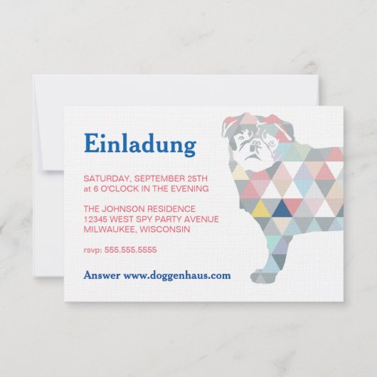 Mops Einladungen Kaart (Achterkant)