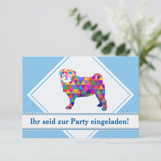 Mops Einladungen Kaart (Staand voorkant)