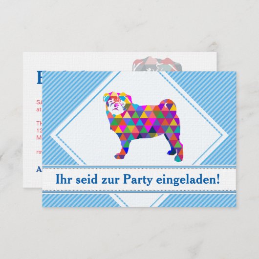 Mops Einladungen Kaart (Voorkant / Achterkant)