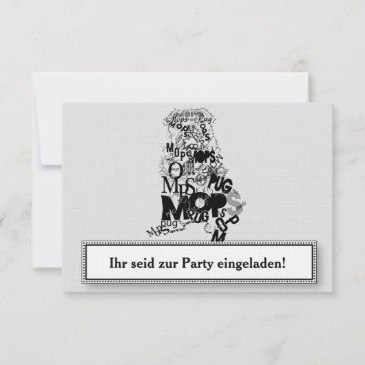 Mops Einladungen Kaart (Voorkant)