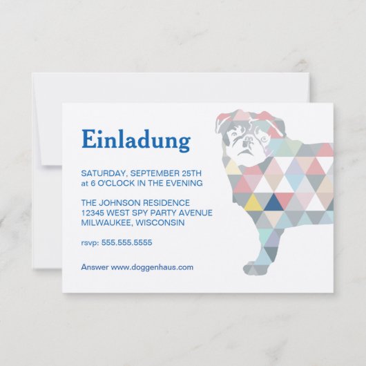 Mops Einladungen Kaart (Achterkant)