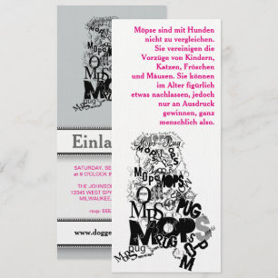 Mops Einladungen Kaart