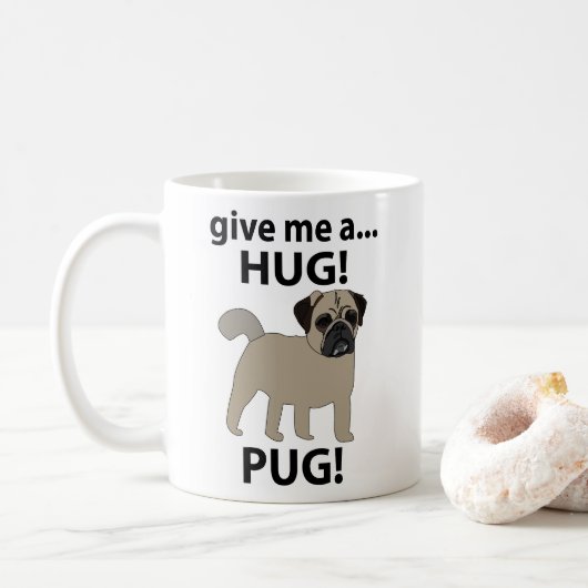 Mops Geef Me Een Knuffel Grappige Mops Koffiemok (Met donut)