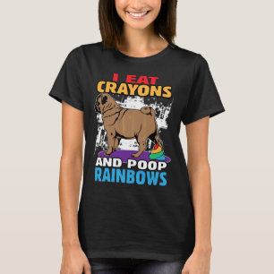 Mops Geschenk Ik Eet Kleurkrijtjes En Poep Regenbo T-shirt
