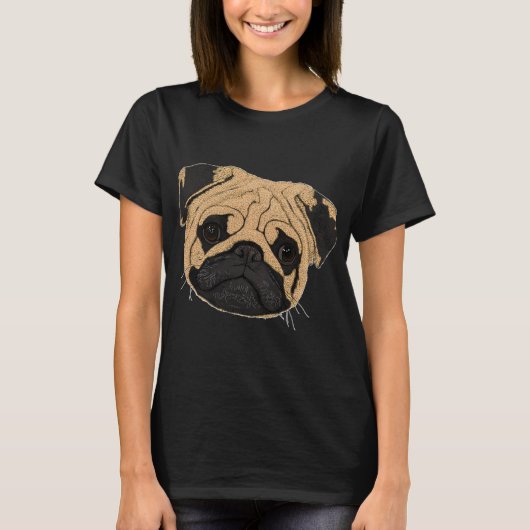 Mops gezicht (Pug) T-shirt (Voorkant)