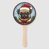 Mops Glas-in-lood Kerstmis Handwaaier (Voorkant)