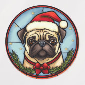 Mops Glas-in-lood Kerstmis Labels (Design 1)