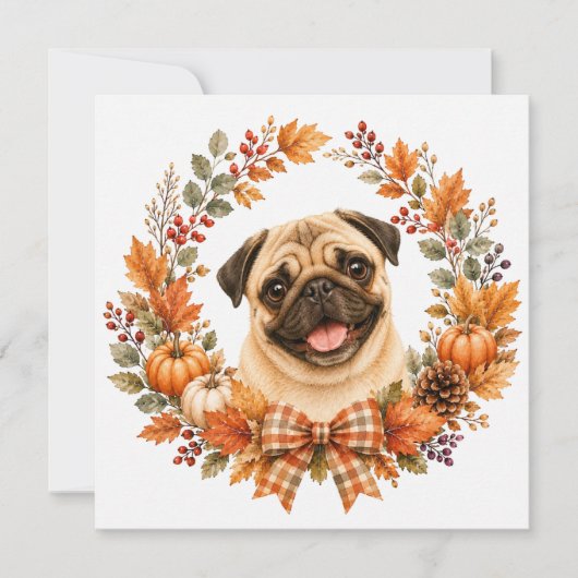 Mops herfstkrans notitiekaartje (Voorkant)
