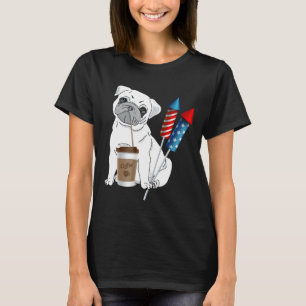 Mops Hond Drinkt Koffie met Vuurwerk Klassiek 715 T-shirt