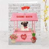 Mops hond Valentijnsdag Kusstand Kaart (Gele Bloem)