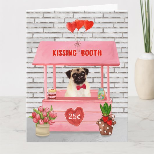 Mops hond Valentijnsdag Kusstand Kaart (Voorkant)