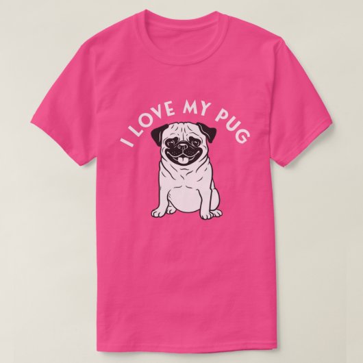 Mops Ik hou van mijn Mops TShirt (Design voorkant)