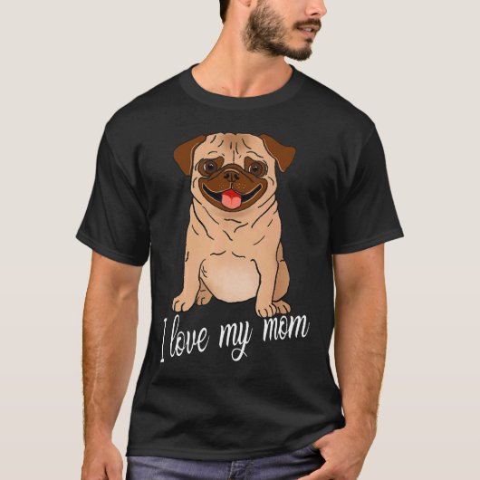 Mops Ik hou van mijn vader en moeder Mops liefhebb T-shirt (Voorkant)