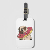 Mops in Donut Bagagelabel (Voorkant (verticaal))