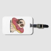 Mops in Donut Bagagelabel (Voorkant (horizontaal))