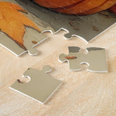 Mops in herfstbladeren Thanksgiving Kunst Legpuzzel (Zijkant)