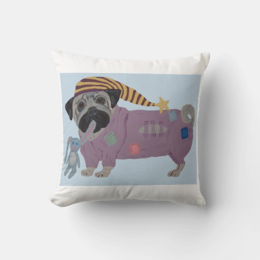 Mops in pyjama kussen (Voorkant)