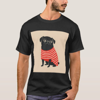 Mops in Strepen Verrast Stad T-shirt