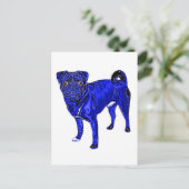 Mops Jack in Blau Briefkaart (Staand voorkant)
