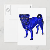 Mops Jack in Blau Briefkaart (Voorkant / Achterkant)