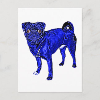 Mops Jack in Blau Briefkaart