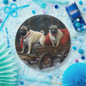 Mops Kerst Feestelijke Tijd Papieren Bordje (Feest)