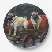 Mops Kerst Feestelijke Tijd Papieren Bordje (Voorkant)