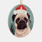 Mops kerstman keramisch ornament (Rechts)