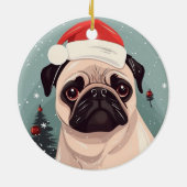 Mops kerstman keramisch ornament (Achterkant)