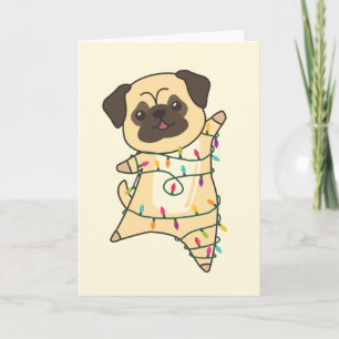 Mops Kerstmis Sneeuw Winter Dieren Honden Kaart