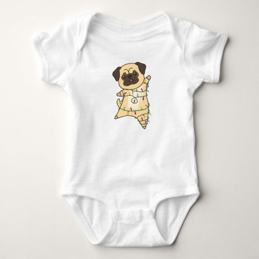Mops kerstsneeuwwinterdieren Dogs Baby Bodys Romper (Voorkant)