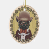 Mops met een Bril Keramisch Ornament (Rechts)