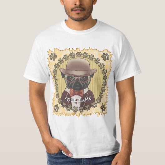Mops met een Bril T-shirt (Voorkant)