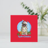 Mops met Kerst Kerstkaart (Staand voorkant)