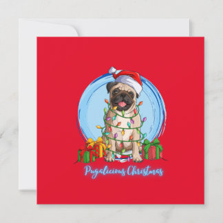 Mops met Kerst Kerstkaart