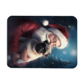 Mops met kerstman Feestelijke Kerst Magneet (Horizontaal)