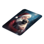 Mops met kerstman Feestelijke Kerst Magneet (Linkerzijde)