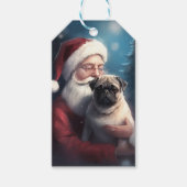 Mops met Kerstman Festieve Kerstmis Cadeaulabel (Voorkant)
