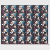 Mops Met Kerstman Festieve Kerstmis Cadeaupapier (Vlak)