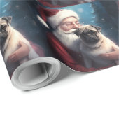 Mops Met Kerstman Festieve Kerstmis Cadeaupapier (Rol Hoek)