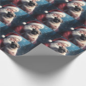 Mops Met Kerstman Festieve Kerstmis Cadeaupapier (Hoek)