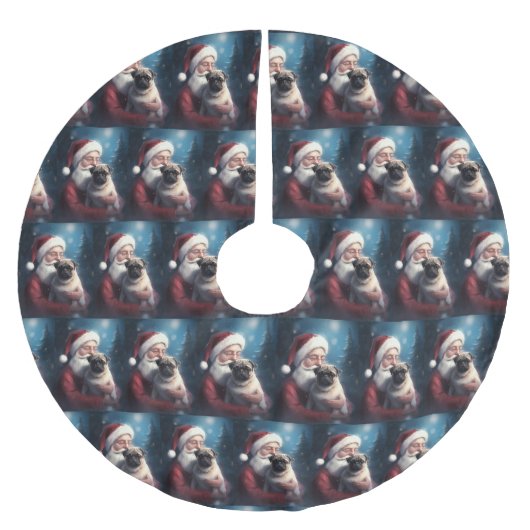 Mops Met Kerstman Festieve Kerstmis Kerstboom Rok (Voorkant)