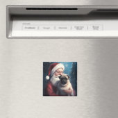 Mops Met Kerstman Festieve Kerstmis Magneet (Insitu (Vaatwasser))