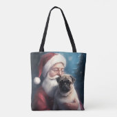 Mops met Kerstman Festive Kerstmis Tote Bag (Achterkant)