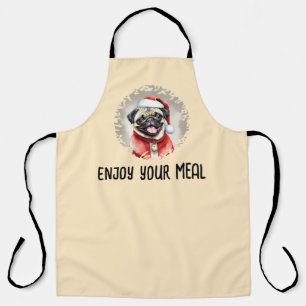 Mops met Kerstmanpak - Kerstmis 1 Schort