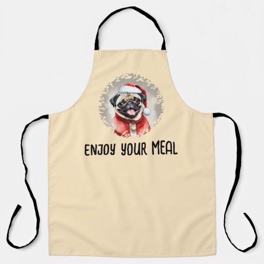 Mops met Kerstmanpak - Kerstmis 1 Schort (Voorkant)